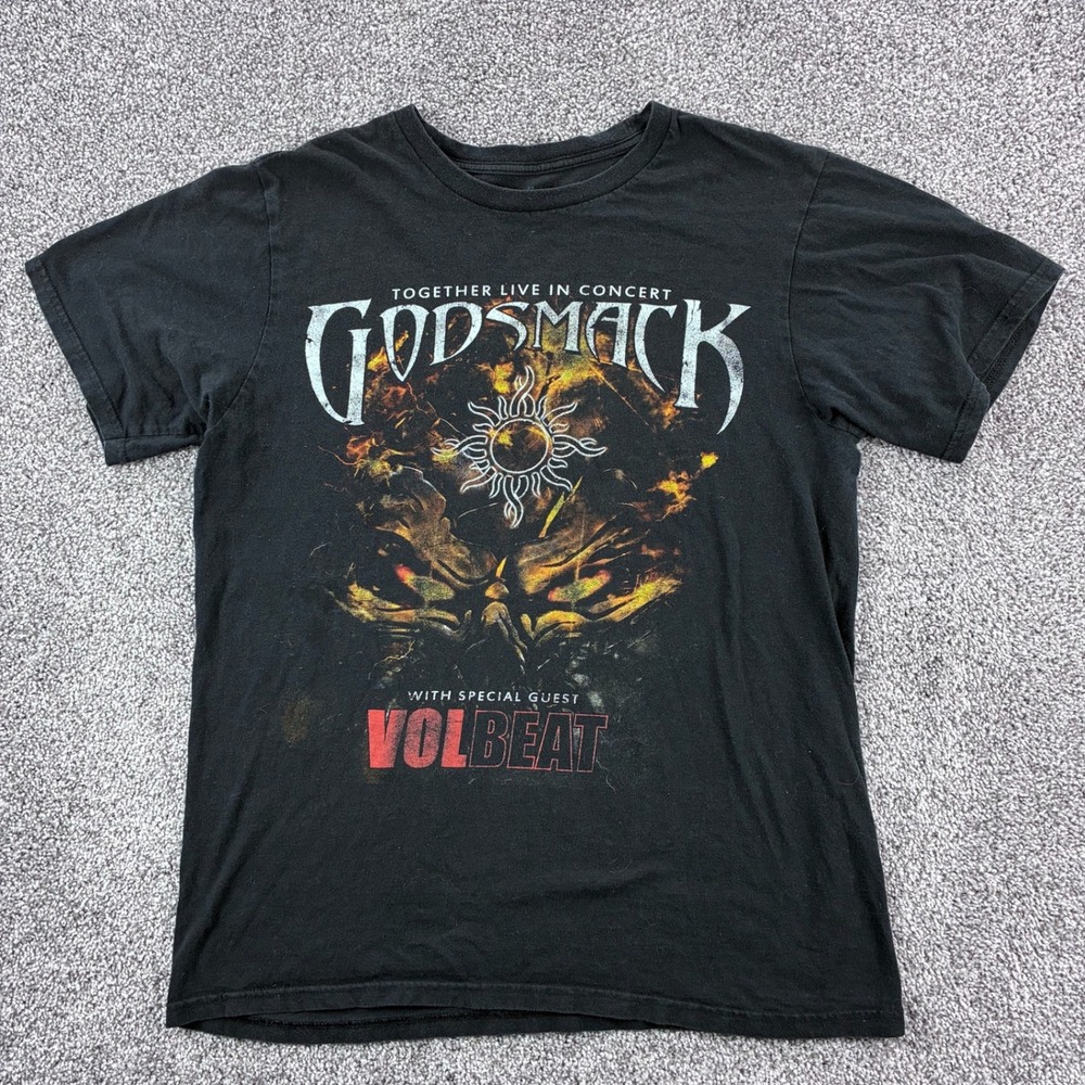 Godsmack Volbeat Shirt Mens Medium Black Together in Concert Band Music Rock